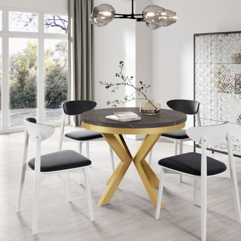 Stół EDDER 120 cm z obręczą złoty/ miedziany