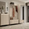 TREND GARDEROBA komoda 2d z oświetleniem – beż piaskowy/czarny
