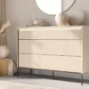 TREND SYPIALNIA komoda 6s z oświetleniem – beż piaskowy/czarny