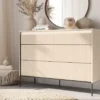 TREND SYPIALNIA komoda 6s z oświetleniem – beż piaskowy/czarny