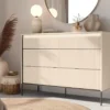 TREND SYPIALNIA komoda 6s z oświetleniem – beż piaskowy/czarny