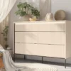 TREND SYPIALNIA komoda 6s z oświetleniem – beż piaskowy/czarny