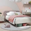 HARMONY – łóżko 120 cm ze stelażem – kaszmir/truflowy