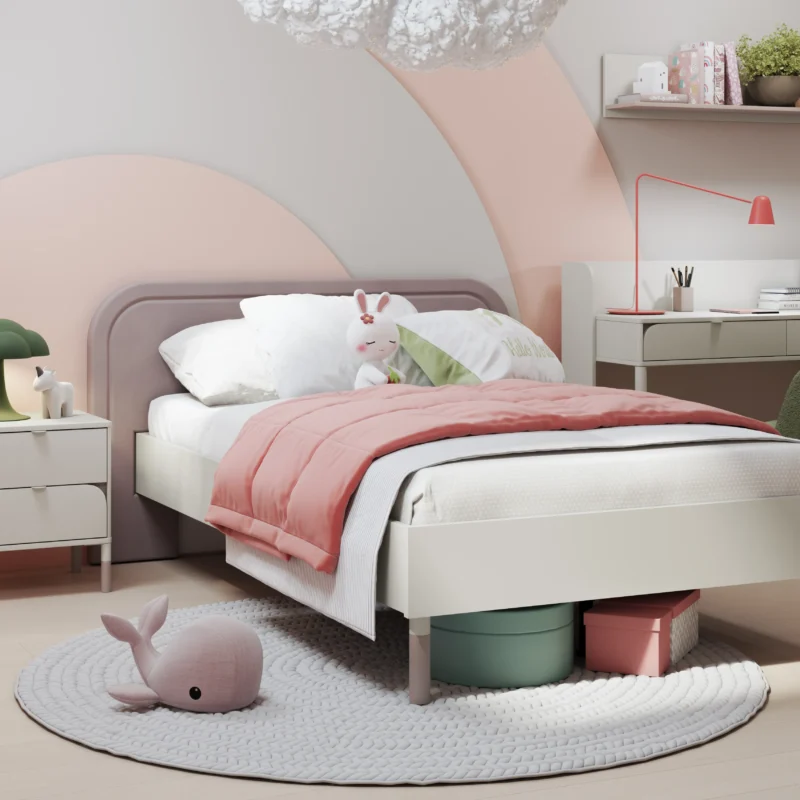 HARMONY – łóżko 120 cm ze stelażem – kaszmir/truflowy