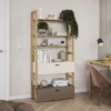 LENNY regał 85 cm 2s – dąb artisan/beż/truflowy