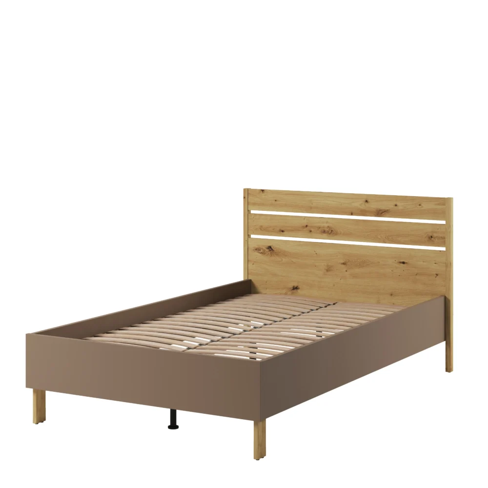 LENNY łóżko 120 cm ze stelażem – dąb artisan/beż/truflowy