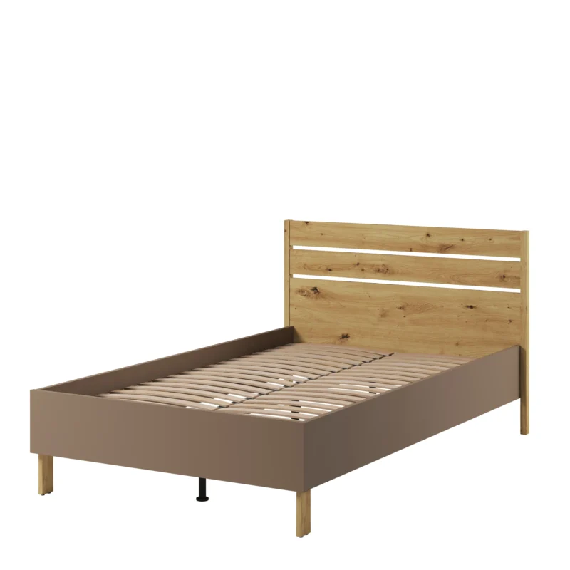 LENNY łóżko 120 cm ze stelażem – dąb artisan/beż/truflowy