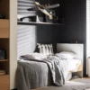 TEEN FLEX łóżko 120 cm ze stelażem – hikora naturalna/silk flou/surowa stal