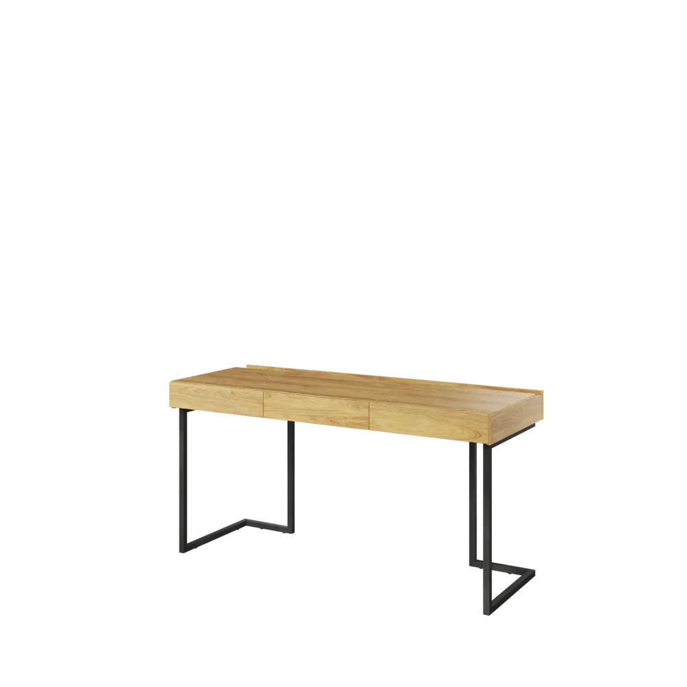TEEN FLEX biurko 150 cm 3s wolnostojące – hikora naturalna/surowa stal