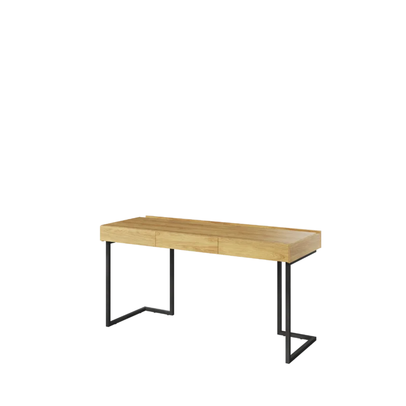 TEEN FLEX biurko 150 cm 3s wolnostojące – hikora naturalna/surowa stal