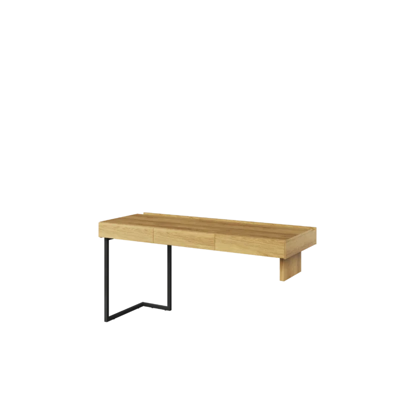 TEEN FLEX biurko 150 cm 3s prawe/lewe – hikora naturalna/surowa stal