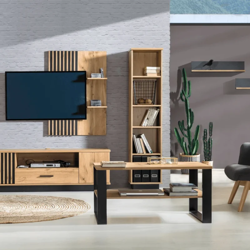 LAMELO panel RTV z dwoma półkami
